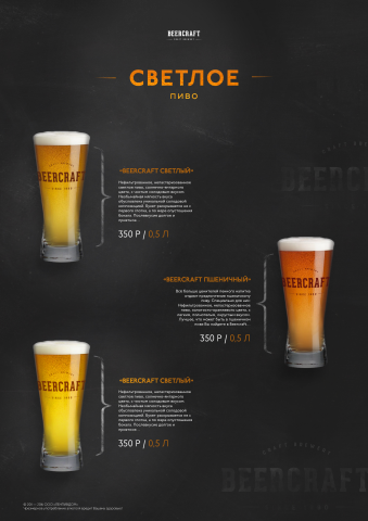 Меню пивоварни Craft Beer