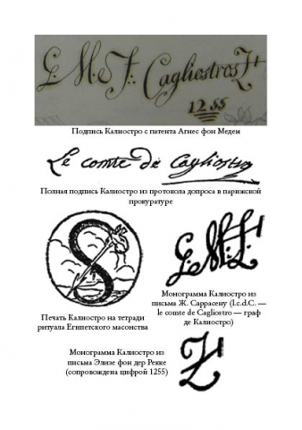 Страница из книги "Сочинения" (Калиостро)
