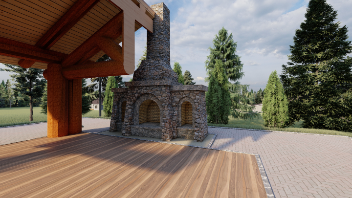 fireplace, gazebo