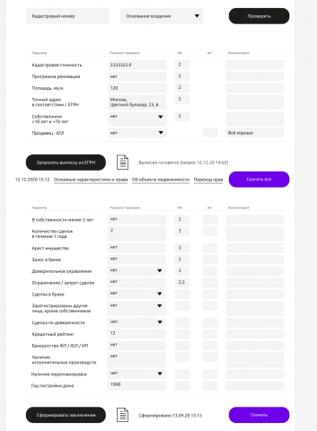 Интерфейс личного кабинета