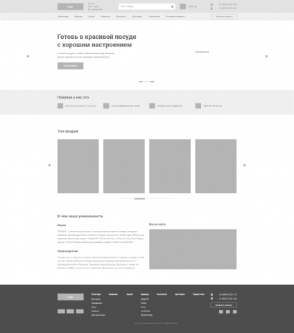 Прототип для интернет магазина посуды
