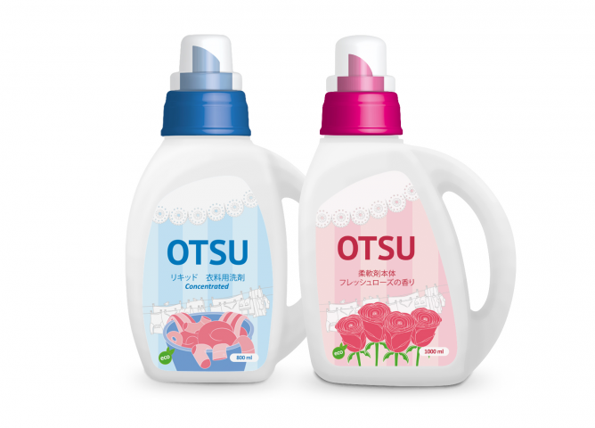 Дизайн стикеров геля и кондиционера для стирки OTSU