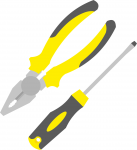 Отвертка, плоскогубцы