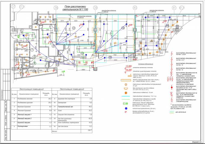 план расстановки светильников