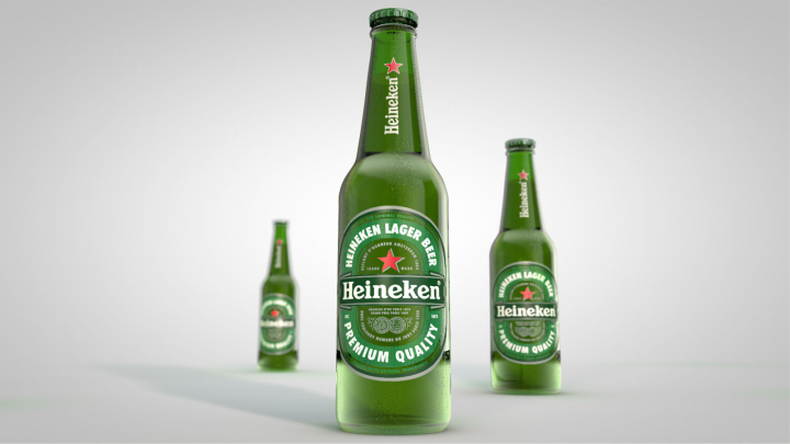 предметная 3D визуализация пивной бутылки