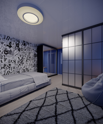 Дизайн детской комнаты в сине-серых тонах