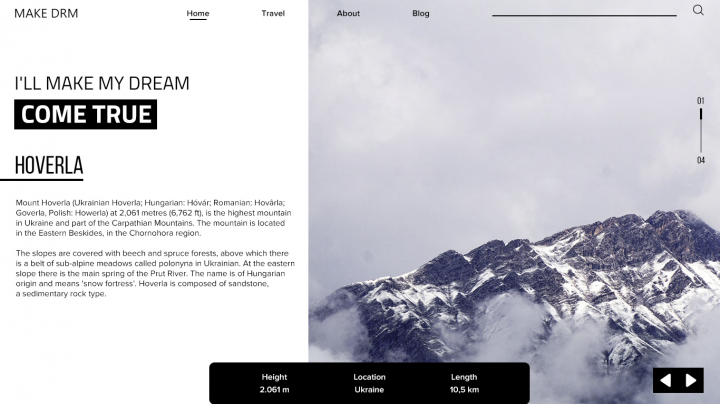 Landing page travel moution