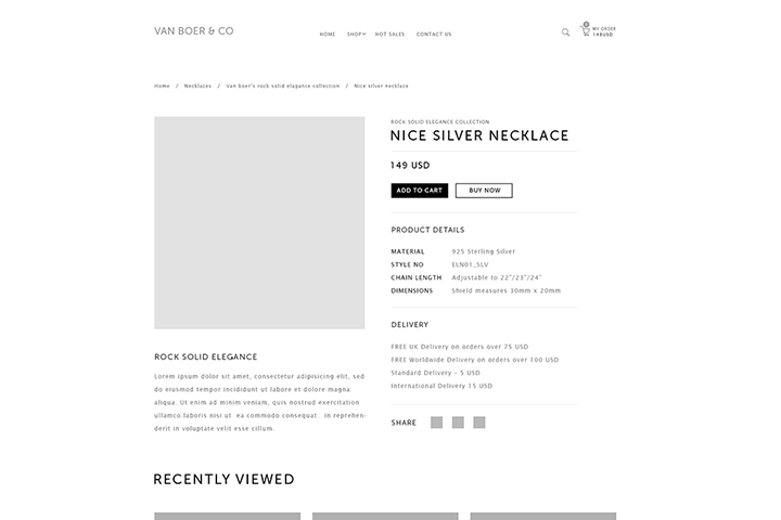 Прототип страницы товара Van Boer & Co