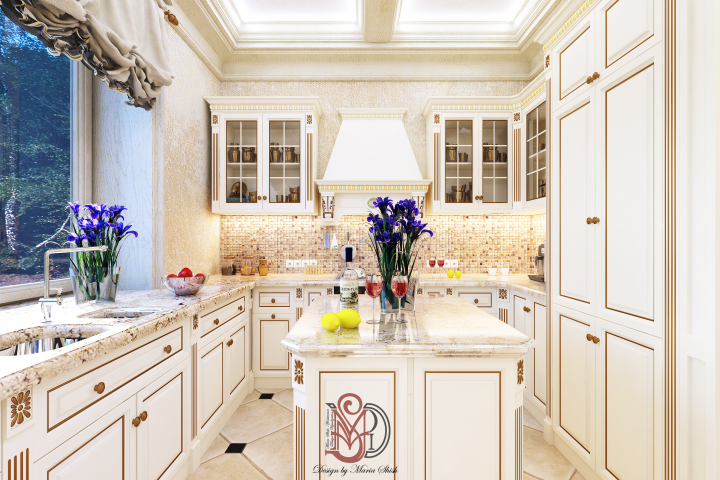 Кухня-столовая в классическом стиле. Вид 6