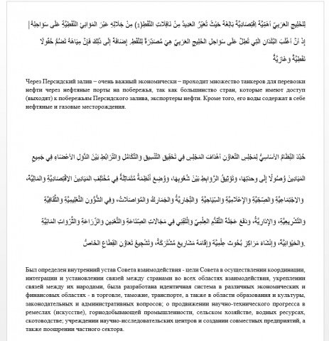 Перевод текста экономической тематики с арабоязычного сайта