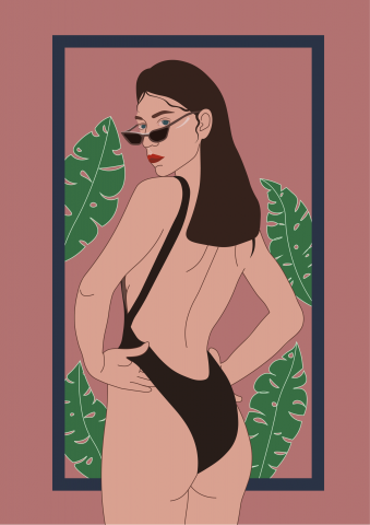 Portrait woman with plants
