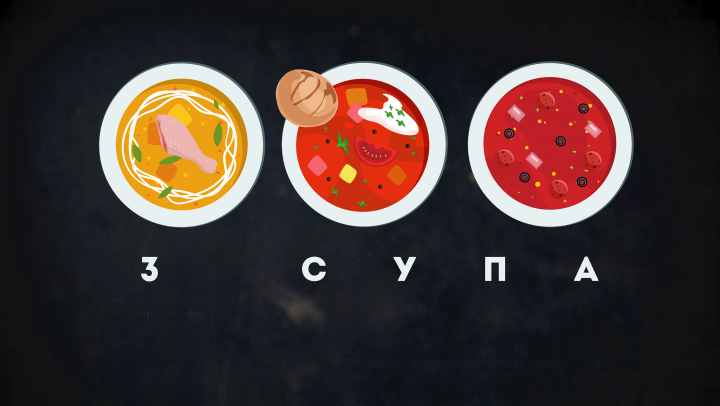 логотип службы доставки еды "3 супа"