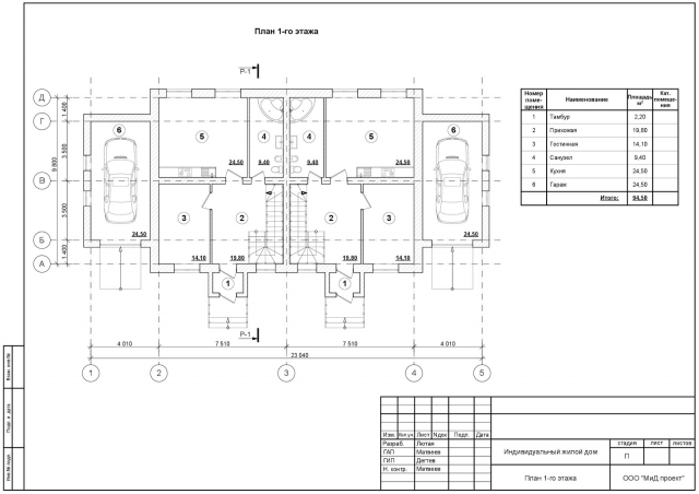 Коттедж дуплекс, г. Владимир, стадия П