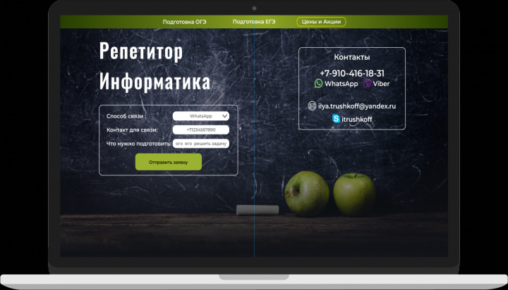 Дизайн для сайта Репетитор Информатика