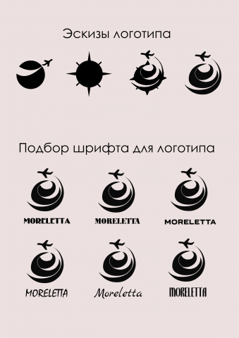 Эскизы логотипа, подбор фирменного шрифта