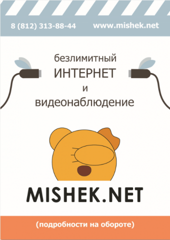 двусторонняя листовка для провайдера Mishek.net