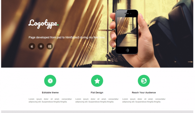 Simple landing page
