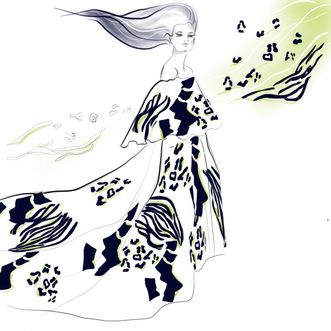 fashion illustration - pattern (Adam Lippes)