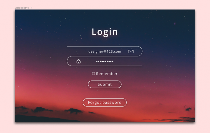 Login page for desktop