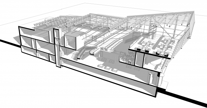 Объемный разрез торгового центра