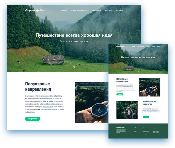 "Верстка многостраничного сайта тур агентства Forest Travel"