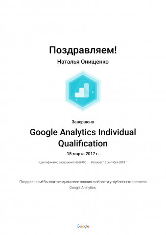 Сертификат Google Analytics