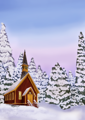 Вечерний зимний пейзаж