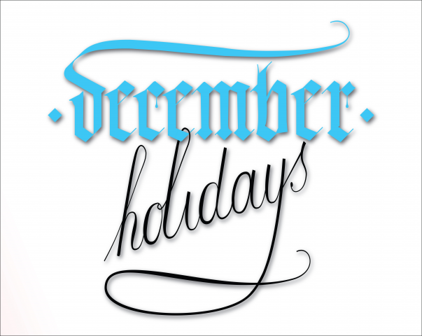 Отрисовка надписи December holidays