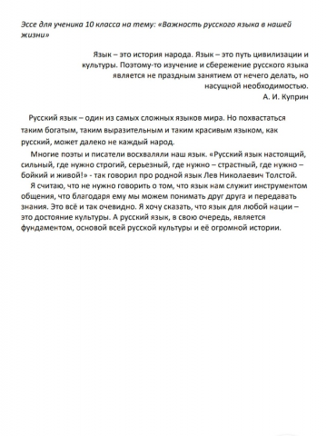 Эссе для ученика 10 класса