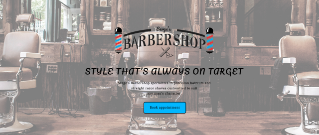 1й экран лендинга о барбершопе