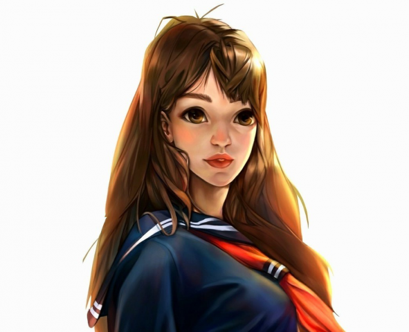 Школьница в стиле аниме