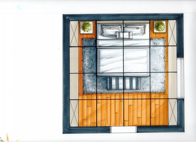 Скетчап интерьера гостиной