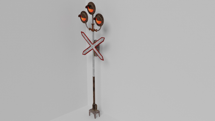 Railroad Crossing 3d low-poly model
