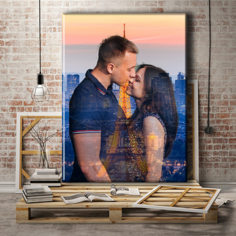 Обработка портерта в стиле Двойная Экспозиция, печать на холсте.