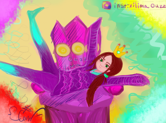 смесь  диснея и аниме без контура