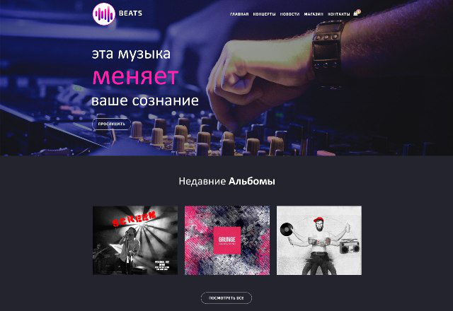 Лендинг пейдж для музыкантов