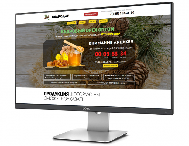 Сайт по продаже кедрового ореха оптом (полноэкранная версия)