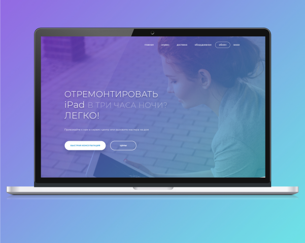 Landing Page. Repair iPad