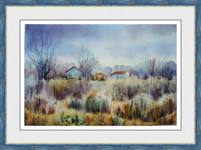 Картина акварелью Осенние травы