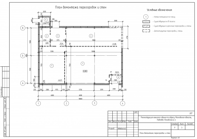Проект реконструкции нежилого здания под магазин (АР)