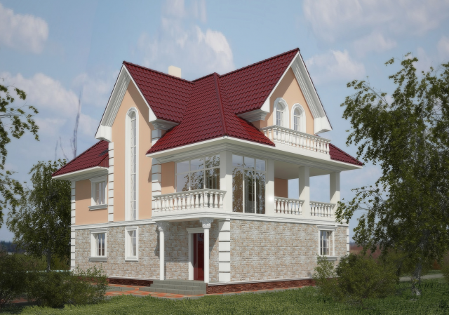 Дизайн коттеджа. (AutoCAD architecture, 3ds max, Photoshop)