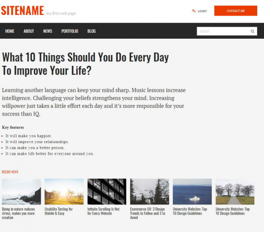 landing page