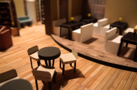 Интерьер литературного кафе. Макет