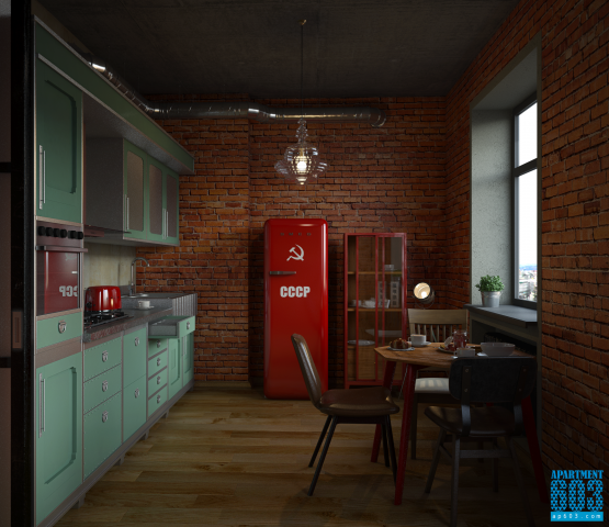3d визуализация квартиры в стиле loft