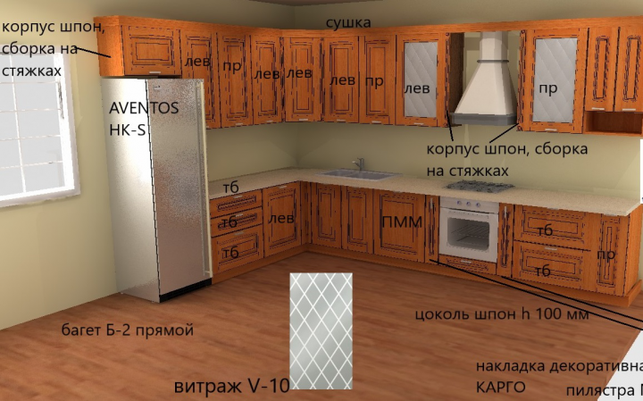 Дизайн кухни, массив ясеня