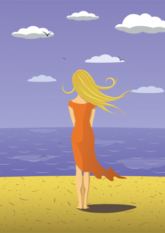 Girl looking at the sea