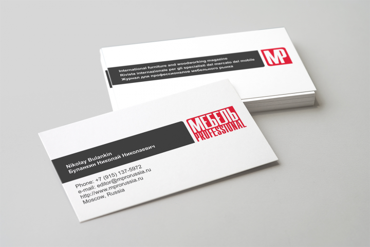 Визитка для журнала "Мебель Professional"