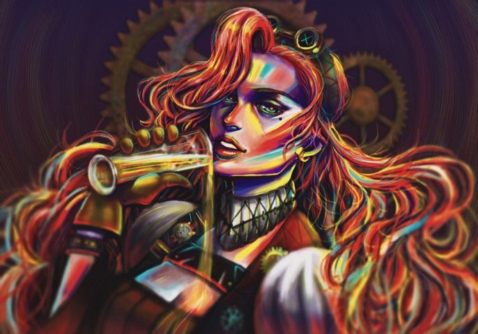 Стимпанк иллюстрация в бар