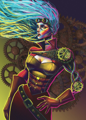 Стимпанк иллюстрация в бар