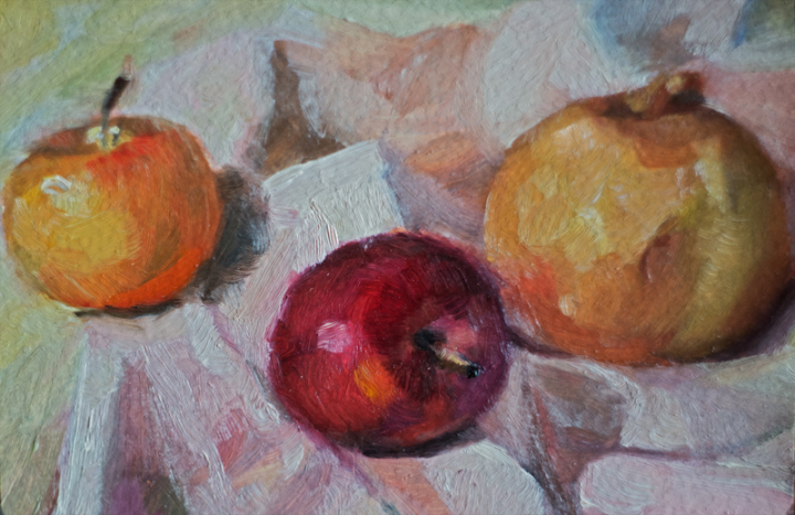 Этюд фрукты (картон, масло)